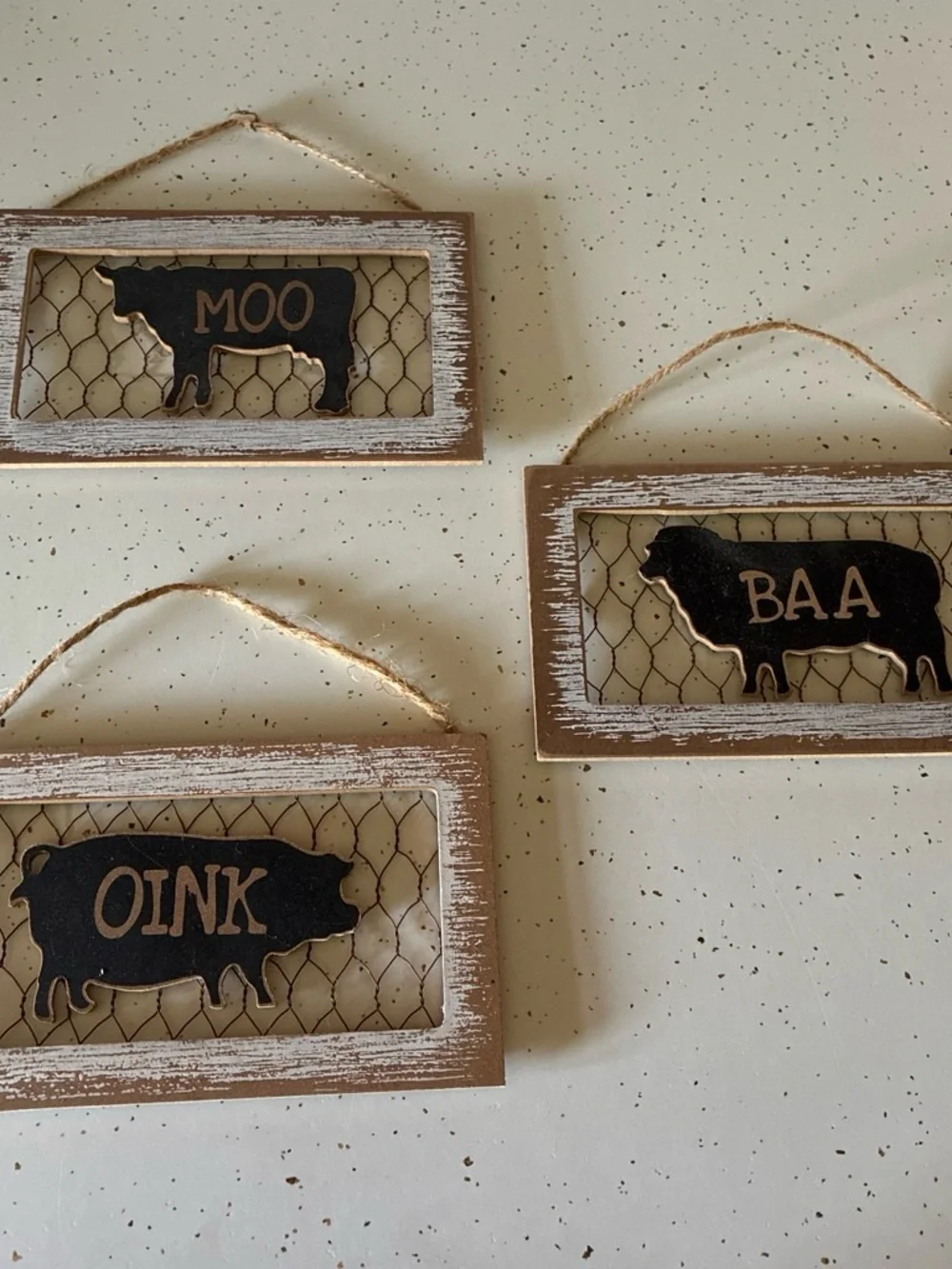 Rustic Farm Animal Wall Signs - Set of 3 (Black & Brown)